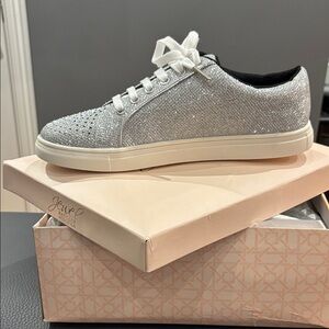 Jewel Badgley Mischka Silver Sparkle Sneakers
